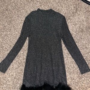 Gray Mock Neck Sheath Dress